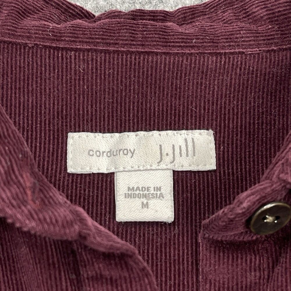 J Jill Corduroy Button Front Tunic Top Womens Medium Long Sleeve Cotton Plum - Picture 3 of 9